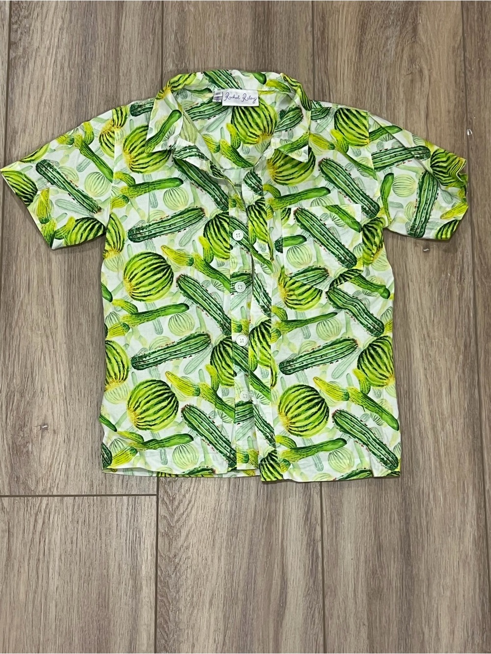 Rachel Riley Short Sleeve Cactus Print Button-Down Shirt